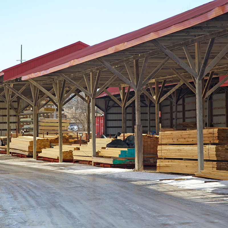 covered lumber storage